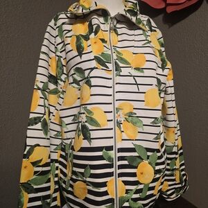 Women’s Lemon-Print Hooded Bomber Jacket - Yellow/Green